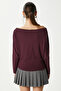 Women's Grace Asymmetrical Shoulder Detail Plum Blouse - 5