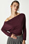 Women's Grace Asymmetrical Shoulder Detail Plum Blouse