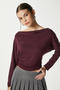 Women's Grace Asymmetrical Shoulder Detail Plum Blouse - 6