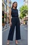 Women's Elastic Waist 100% Cotton Tassel-Cuffed Gabardine Trousers
