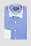 Grant Non Iron Twill Cotton Slim Fit Dark Blue Classic Collar Men's Striped Shirt - 5