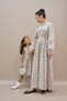 Modest Gray-Brown Poplin Dress and Girls' Jumper Dress Mother-Daughter Set (SOLD AS A SINGLE ITEM)