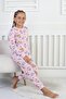 Girl's Pink Color Single Jersey Fabric Long Sleeve Pajama Set