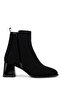 Women's Genuine Leather Black Suede Heeled Boots