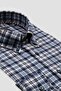 Luca Flanel Cotton Blend Comfort Fit Navy Blue Button down Collar Men's Plaid Shirt