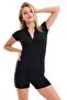 Women's Short Sleeve Zippered Sea/Pool/Sports Jumpsuit with Cup/Insert Holder Available - 3