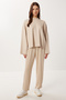 Batwing Sleeve Ribbed Modal Top and Bottom Set Ldm0009 Cream