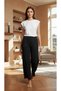 Women's Elastic Waist 100% Cotton Tassel-Cuffed Gabardine Trousers