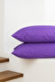 Vevra Striped Purple Solid Color 2-Piece Pillowcase Cotton Fabric Zippered - 3