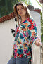 White-Red Judge Collar Buttoned Long Sleeve Floral Casual Linen Blend Woven Shirt 65 60 - 5