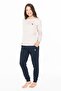 Women's Cuffed Sleeves and Cuffs with Pockets, Arma Embroidery, Crew Neck, 2 Thread Woven Bottom and Top Set