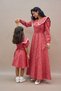 Vintage-Collar Red Floral Dress and Girl's Large-Collar Dress Combination (SOLD AS SINGLE ITEM) - 6