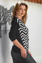 Black Boat Neck Long Sleeve Zigzag Patterned Casual Knitwear Sweater 65 60 - 3