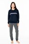 Women's Top and Bottom Set, 2-Thread, with Cuff Sleeves and Leg Cuffs, Long Sleeves with Crew Neck and Pockets.