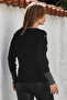 Black V-Neck Cuffed Sleeves Buttoned Glitter Casual Knitwear Sweater 65 60 - 8