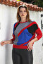 Red Pool Collar Long Sleeve Blocky Casual Knitwear Sweater 65 60 - 5
