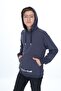 Charcoal Gray Boys Oversized Hooded Pocket Printed Sweatshirt - 2-Ply - 2