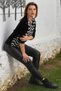 Black Boat Neck Long Sleeve Zigzag Patterned Casual Knitwear Sweater 65 60 - 5