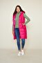 Women's Winter Long Hooded Fuchsia Quilted Puffer Vest - 4