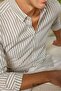 Collar Buttoned Striped Linen Look Slim Fit Men's Shirt - 2