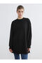   Black Crew Neck Women's Sweatshirt Tunic
