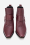 Women's Pointed Toe Western Short Heeled Ankle Boots Genuine Leather Zy 1563 Bordo - 5
