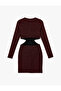 Long Sleeve Crew Neck Glitter Window Detail Mini Dress - 3