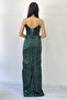 Women's Rope Strap Sequin Y Slit Evening Dress Green, Black, White, Navy Blue - 7