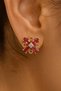 Women's Flower Figured Crimson Bloom Steel Earrings - 3