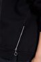 Women's Oversized Wide Cut Cotton 3-Thread Crew Neck Black Sweatshirt - 3