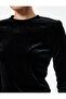 Long Sleeve Crew Neck Slim Fit Velvet Crop T-Shirt - 5