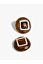 Geometric Earrings with Stone Detail - 2