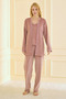 Premium Soft Velvet 3-Piece Women's Powder Pajama Set with Robe - 2
