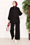 Adjustable Waist Pocket Detail Modest Two-Piece Set Black - 5