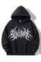 Unisex Hooded Sweatshirt with Gothic Print Detail - Oversized Sweatshirt