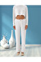Women's Regular Fit Stretchy Textured Waist Lace-Up Detailed Sweat Pants