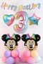 3 Years Old Minnie Mouse Balloon Set Party Supplies Number Rainbow Foil Balloon Birthday Decorations
