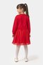 Girl's Cotton Red New Year Themed Tulle Dress - Merry Christmas Printed - 6