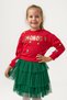 Girl's Cotton Red Sweatshirt and Green Tulle Skirt Set - New Year's Concept - 5