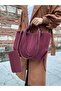 Suede Burgundy Women's Polen Hand and Shoulder Bag - 8