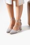 Gray Satin Thick Women's Evening Dress Shoes - 3