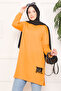 Stone Embellished Pompom Hijab Tunic Mustard - 2