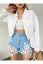 Zippered Double Pocket Crop Denim Jacket Women's Denim Jacket - 6