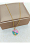 Pearl Detailed Enamel Flower Design Necklace - 2