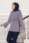 Cuffed Sleeves Belted Tunic Gray - 2