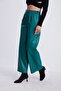 Green 3 Elastic Waist Wide Leg Leather Trousers 50713 - 3
