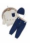 Baby Boy Beret Set with Pockets and Button Detail - 2