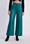 Green 3 Elastic Waist Wide Leg Leather Trousers 50713 - 4