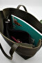 Women's Khaki Oversized Faux Leather Shoulder Bag with Scarf Detail - 6