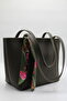 Women's Khaki Oversized Faux Leather Shoulder Bag with Scarf Detail - 3